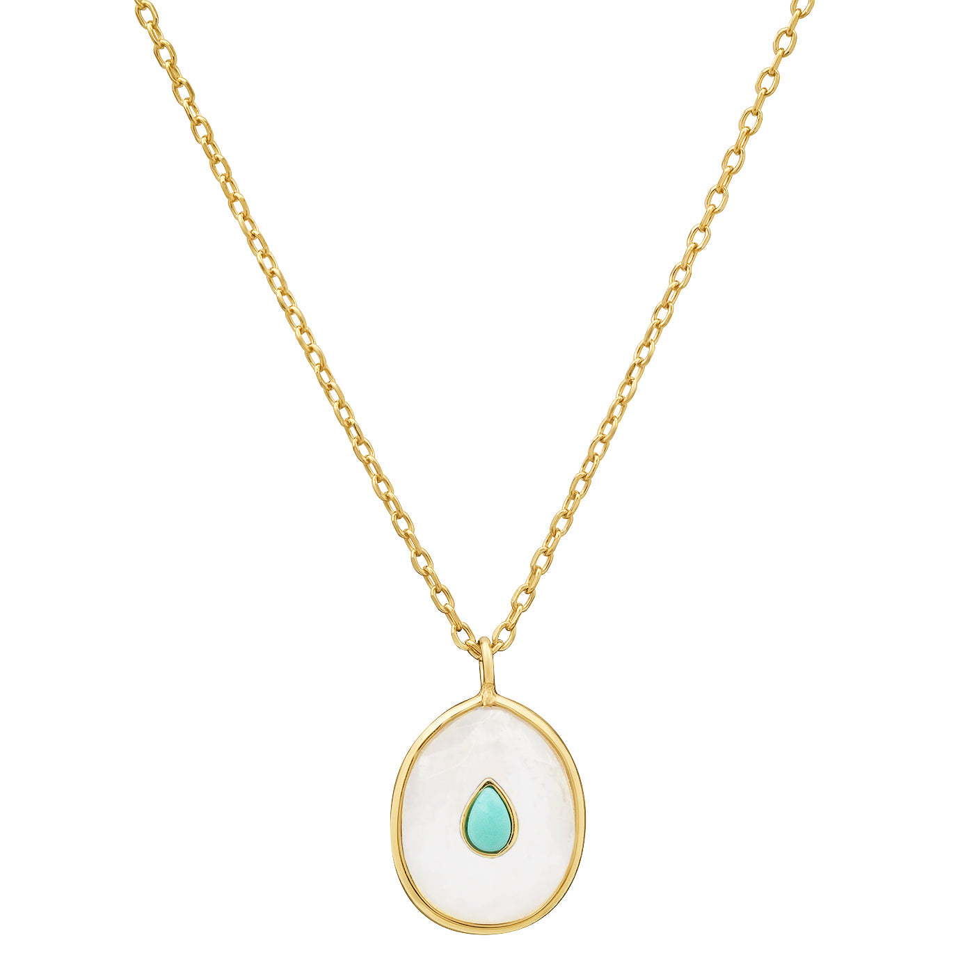 Pearl + Opal Oval Pendant Necklace