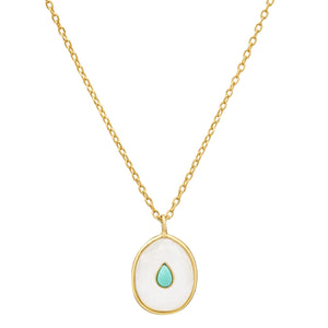 Pearl + Opal Oval Pendant Necklace