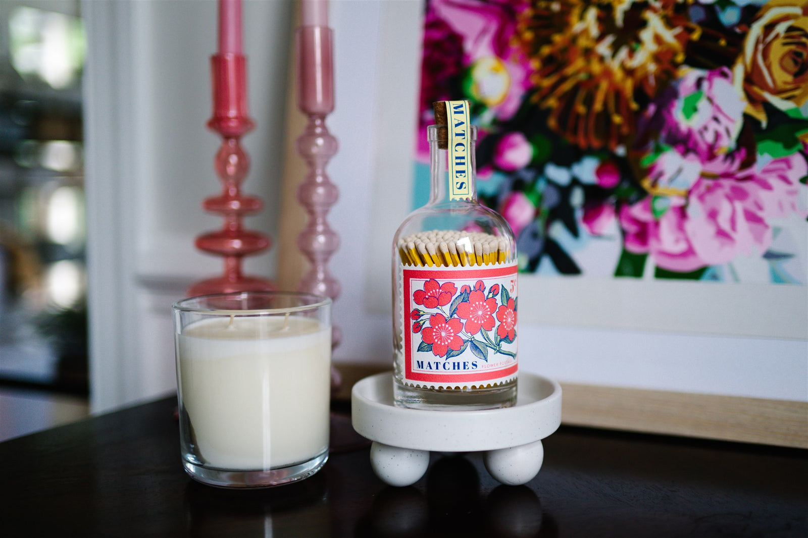 Glass Bottle Safety Matches-Flowers