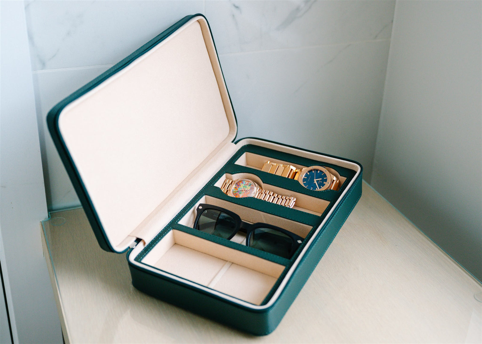Watch + Sunglass Travel Case-Forest Green