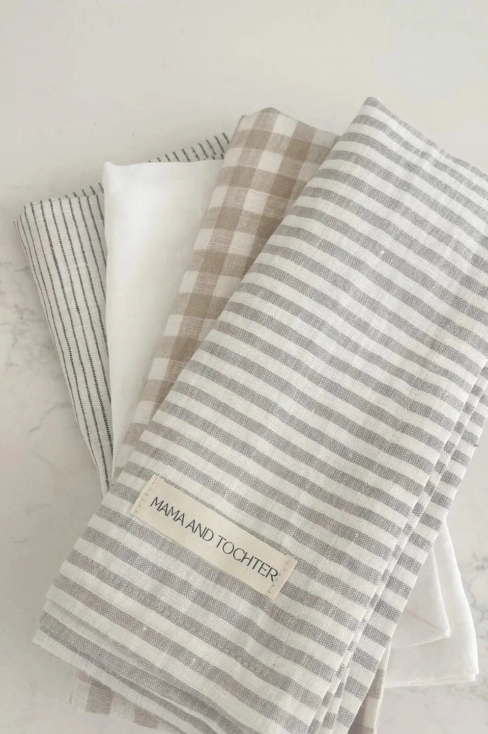 Dove Grey Grigham French Linen Towels