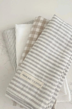 Dove Grey Grigham French Linen Towels