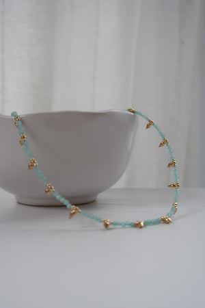 Natural Gemstones Beaded Spike Necklace-Amazonite