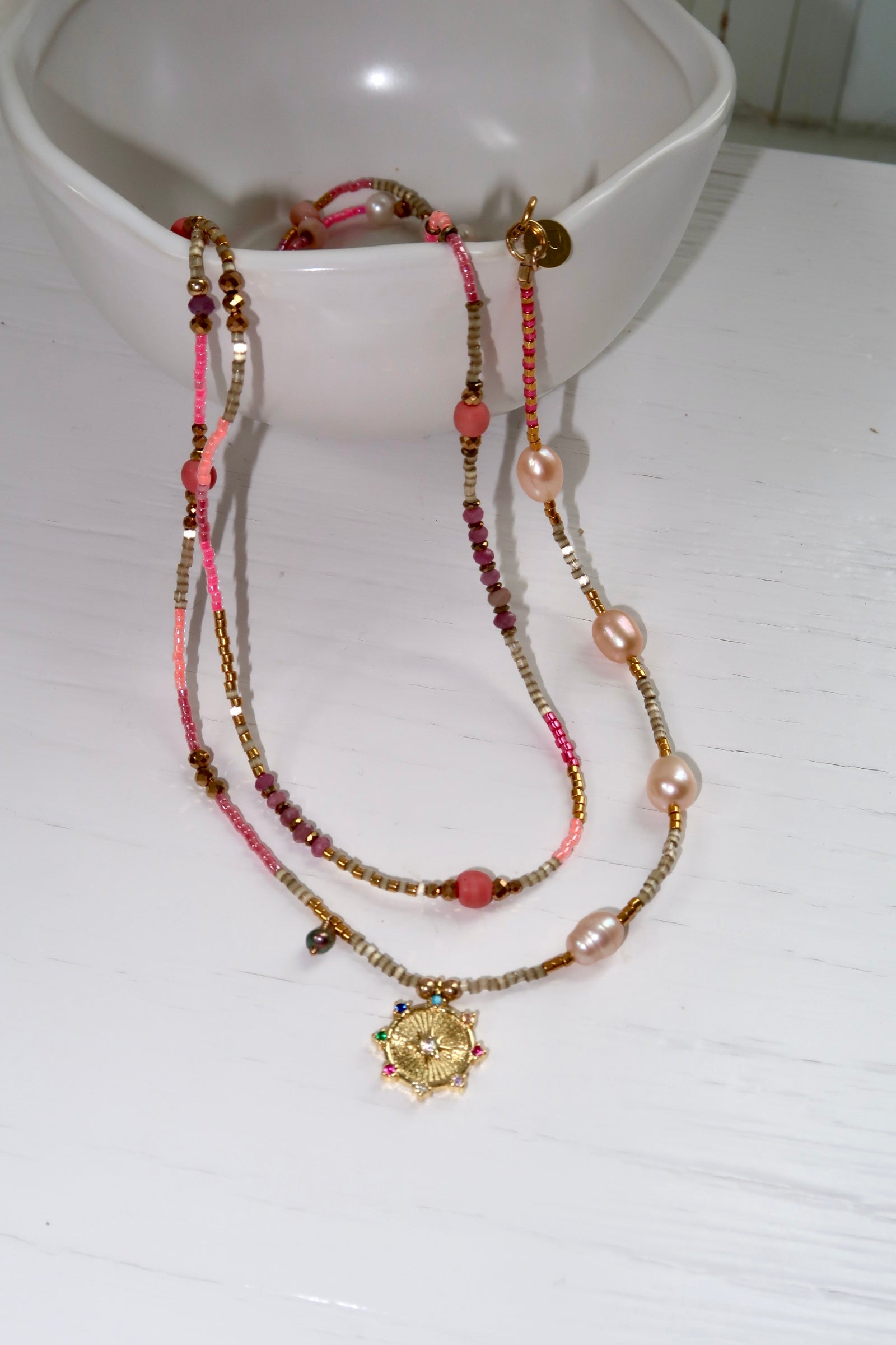 Star Pendant Double Beaded Necklace
