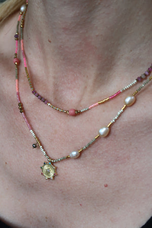 Star Pendant Double Beaded Necklace