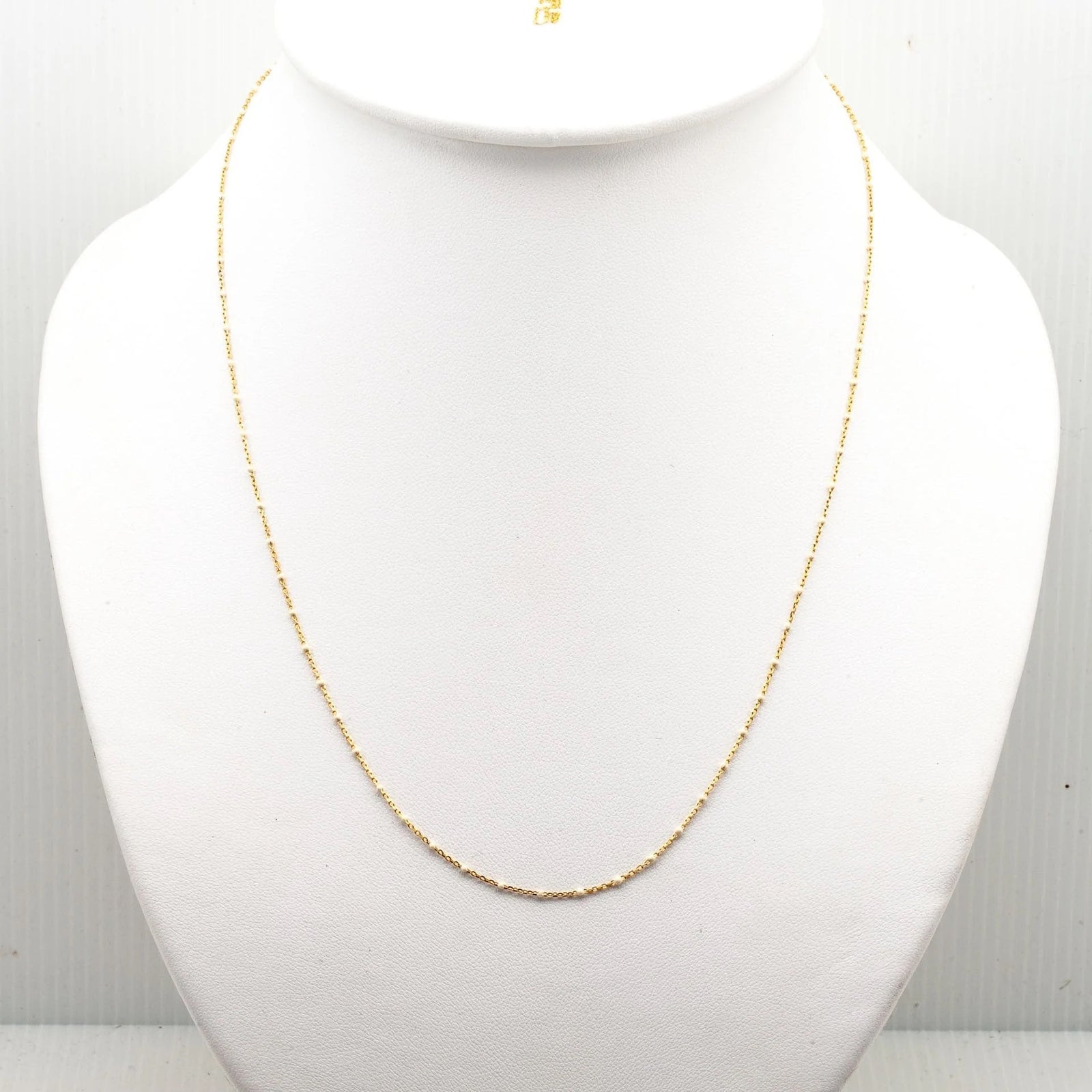 Gold Vermeil Enamel Beaded Necklace- White/Gold