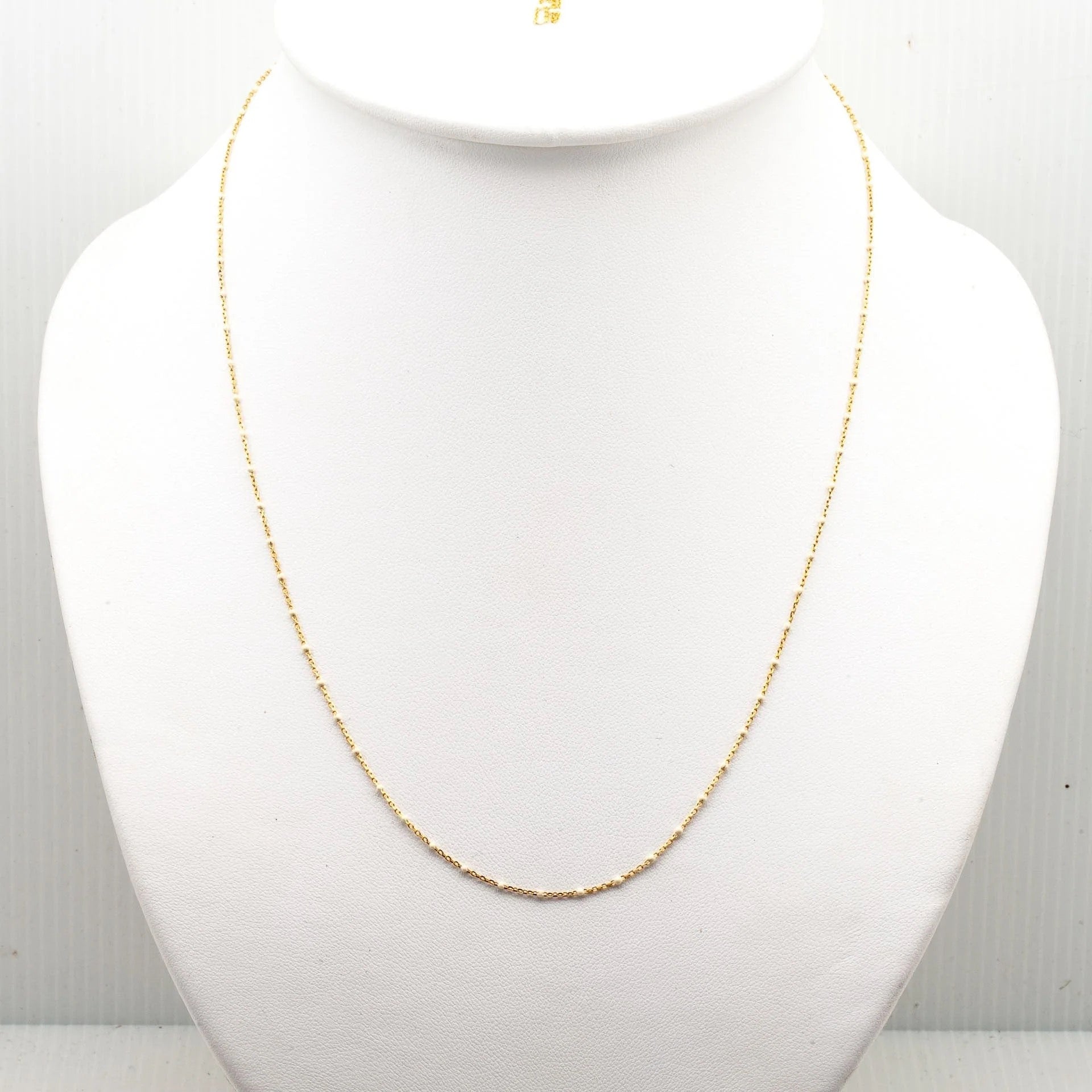 Gold Vermeil Enamel Beaded Necklace- White/Gold