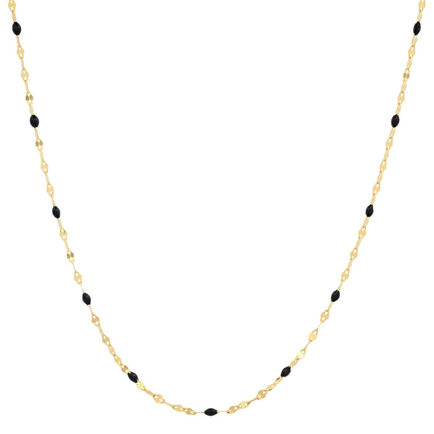 Gold Vermeil Sparkle Chain with Enamel Stations- Black/Gold