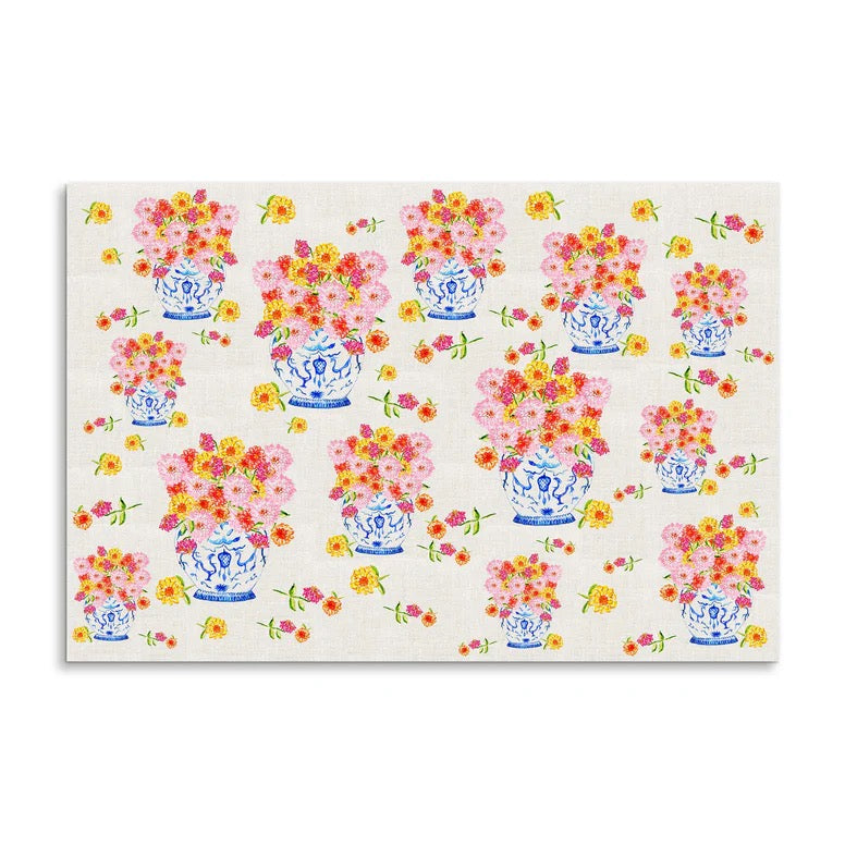 Ginger Jar with Zinnias Paper Placemat