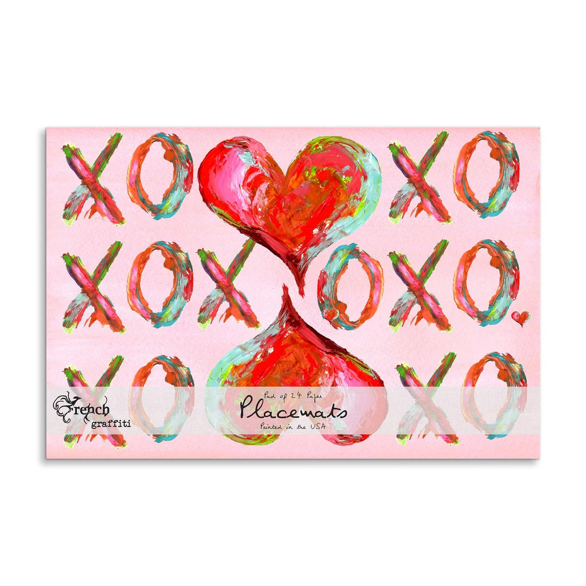 Colorful Hearts XO Paper Placemat