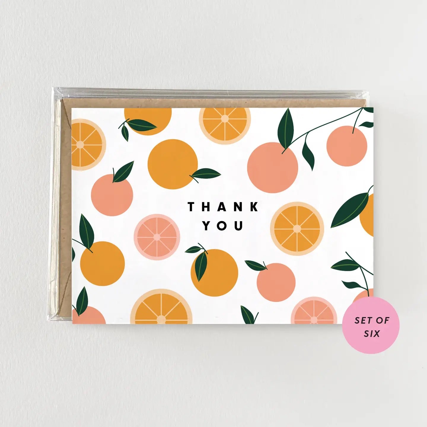 Thank You Cards-Mini Boxed Set of 6 Cards Funky Oranges