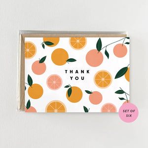 Thank You Cards-Mini Boxed Set of 6 Cards Funky Oranges