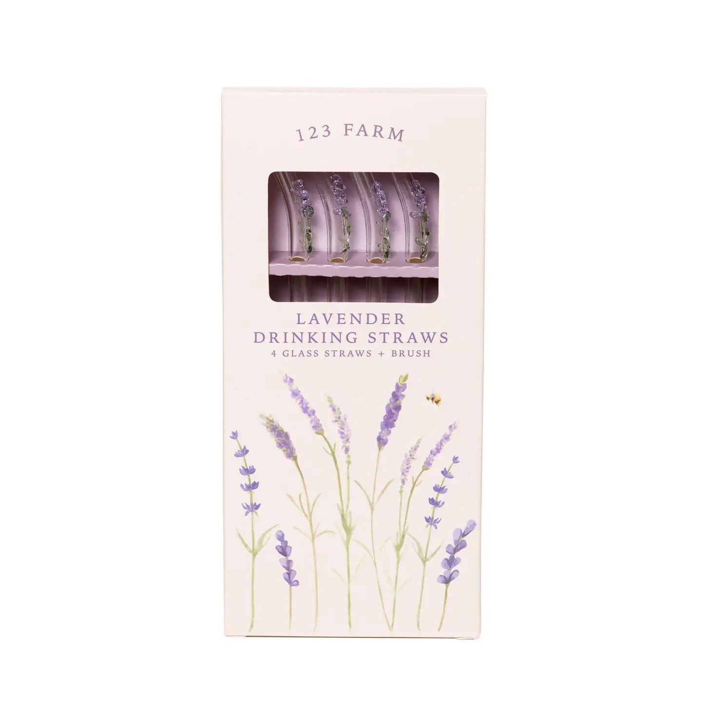 Lavender Drinking Straws – Glass with Lavender Sprigs 4-Pack
