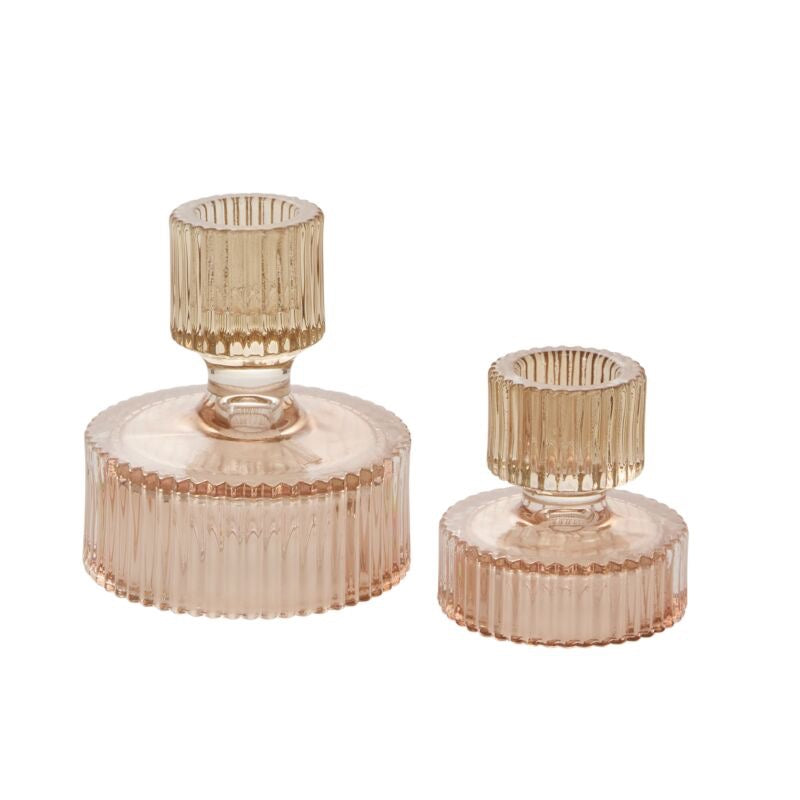 Ribbed Candle holder- Peach