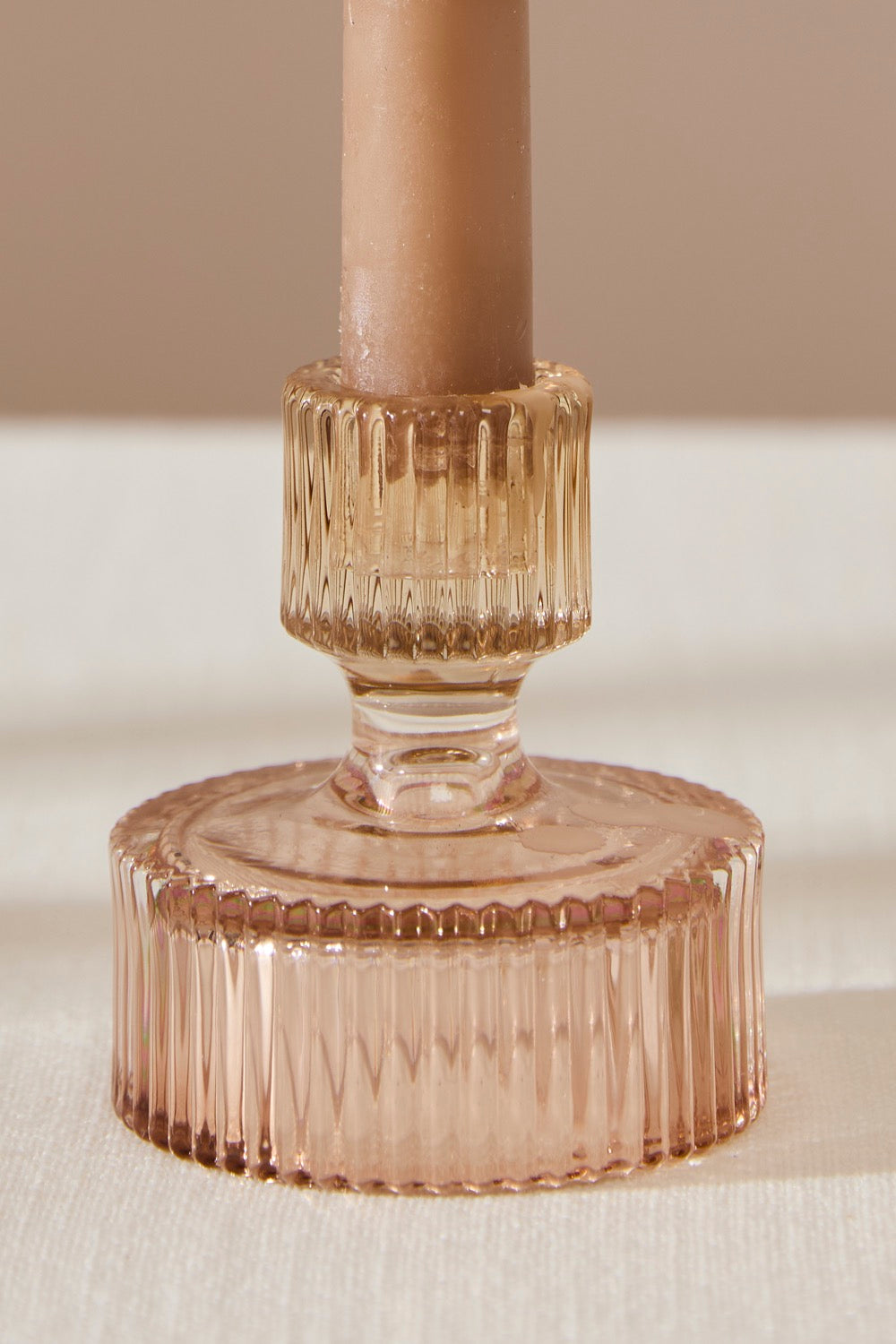 Ribbed Candle holder- Peach