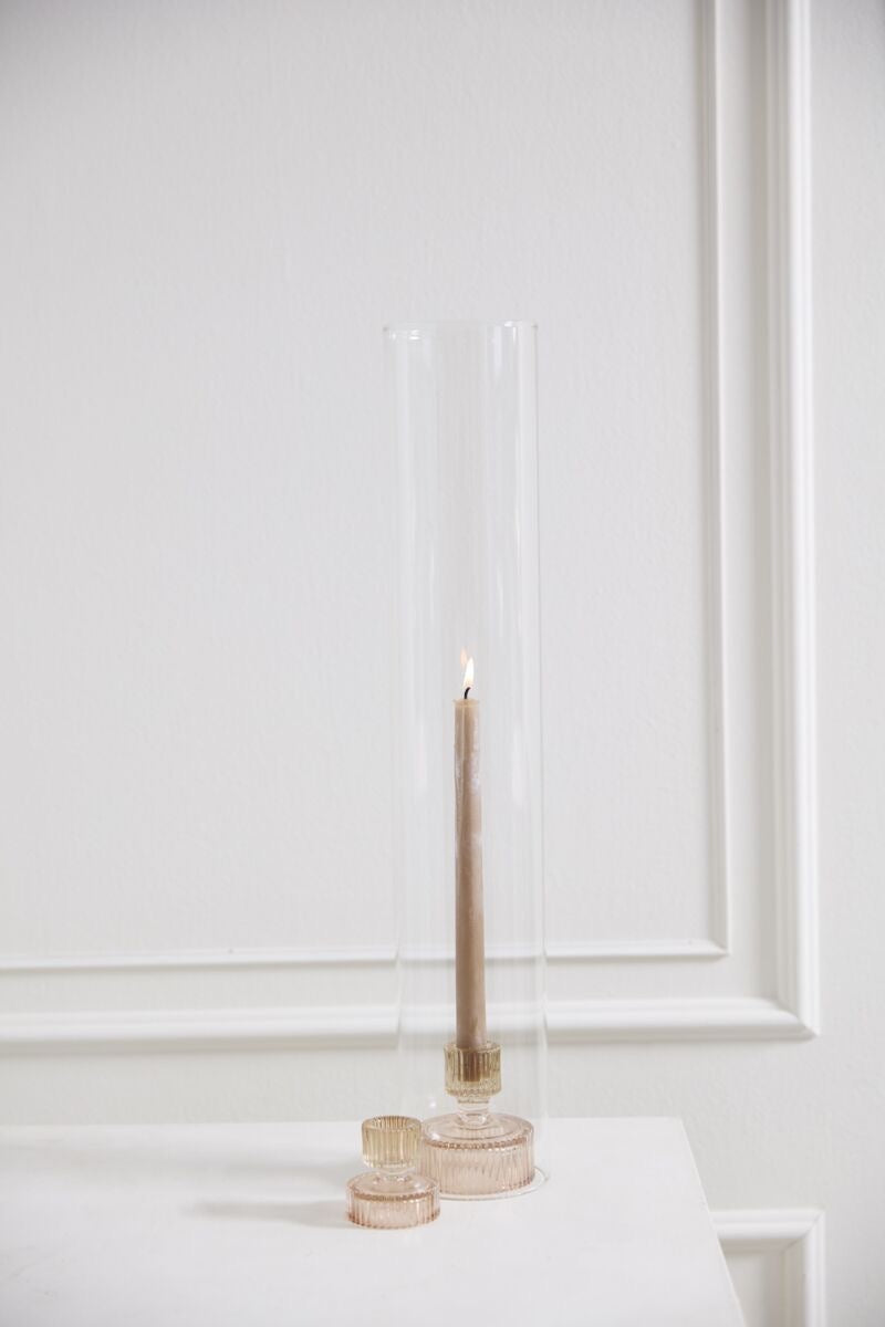 Ribbed Candle holder- Peach
