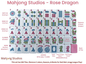 Mahjong Studios – Rose Dragon American Mahjong Bundle Tile Set (166 Tiles)