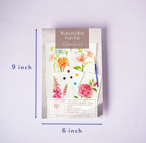 Watercolor Painting Kit with Outlined Pages *Florals*