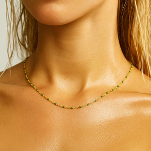 Ellie Vail- Evie Green Dainty Enamel Beaded Necklace