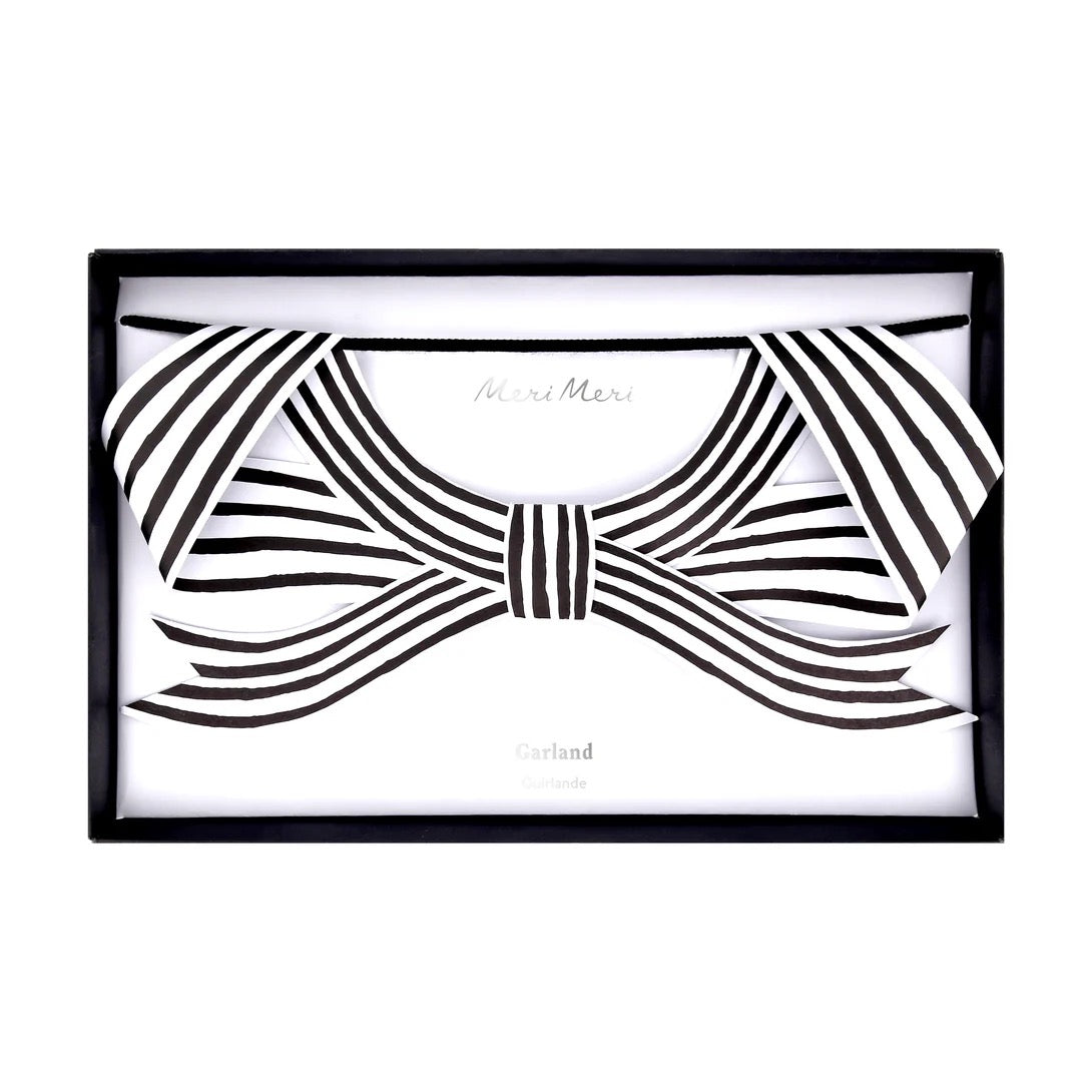 MERI MERI Black & White Stripy Bow Garland