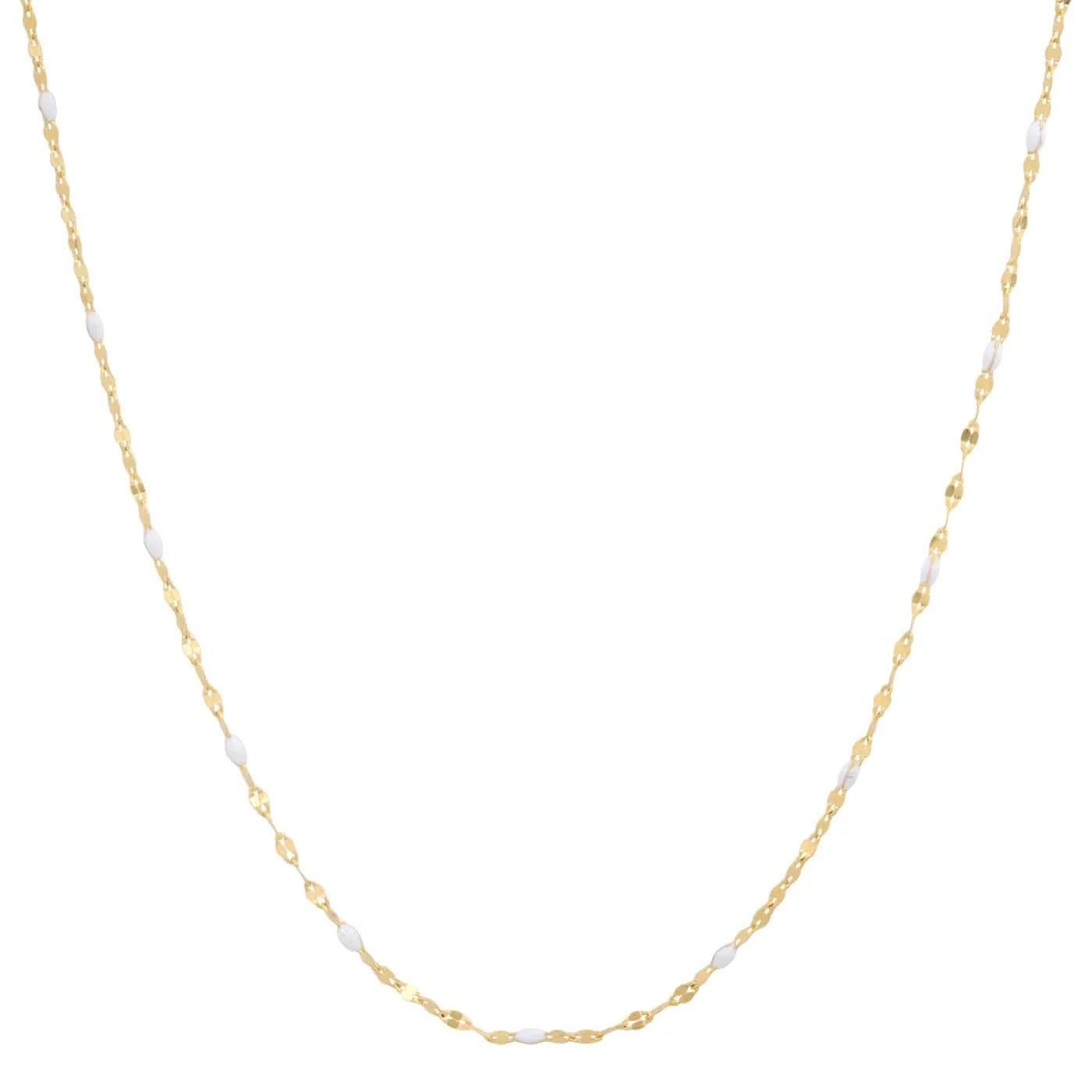 Gold Vermeil Enamel Beaded Necklace- White/Gold
