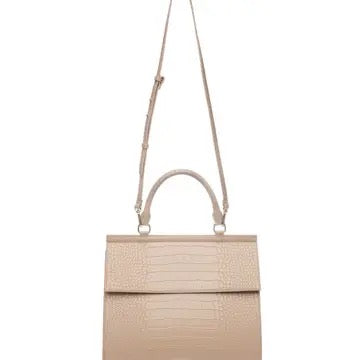 Cream Faux Crocodile Leather Lunch Box Insulated Purse