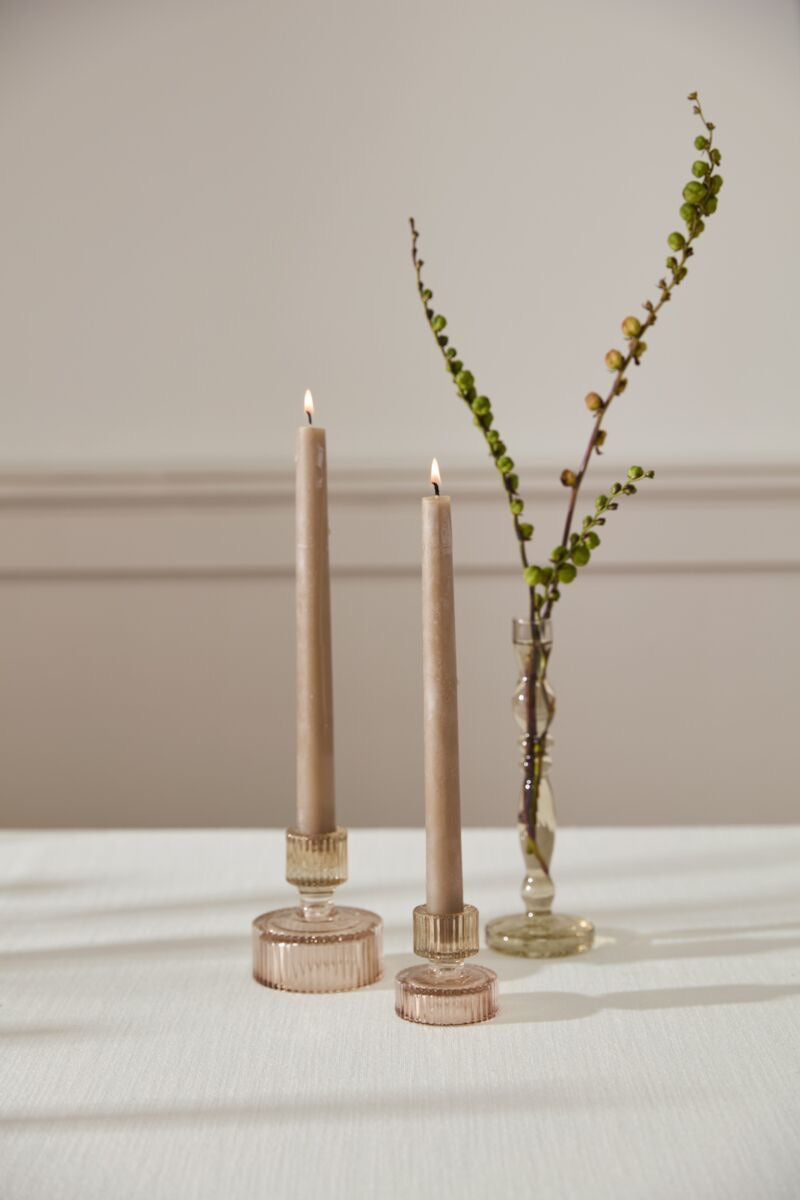 Ribbed Candle holder- Peach