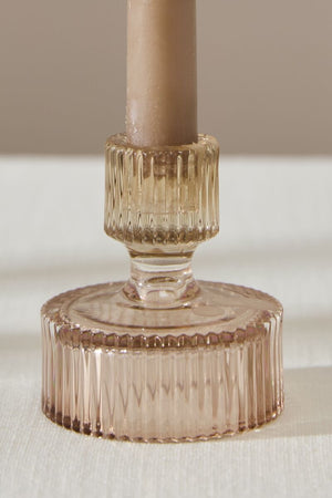Ribbed Candle holder- Peach