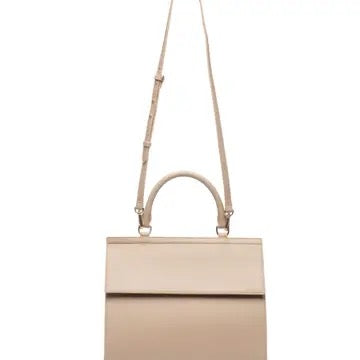 Cream Leather Lunch Box Insulated Purse
