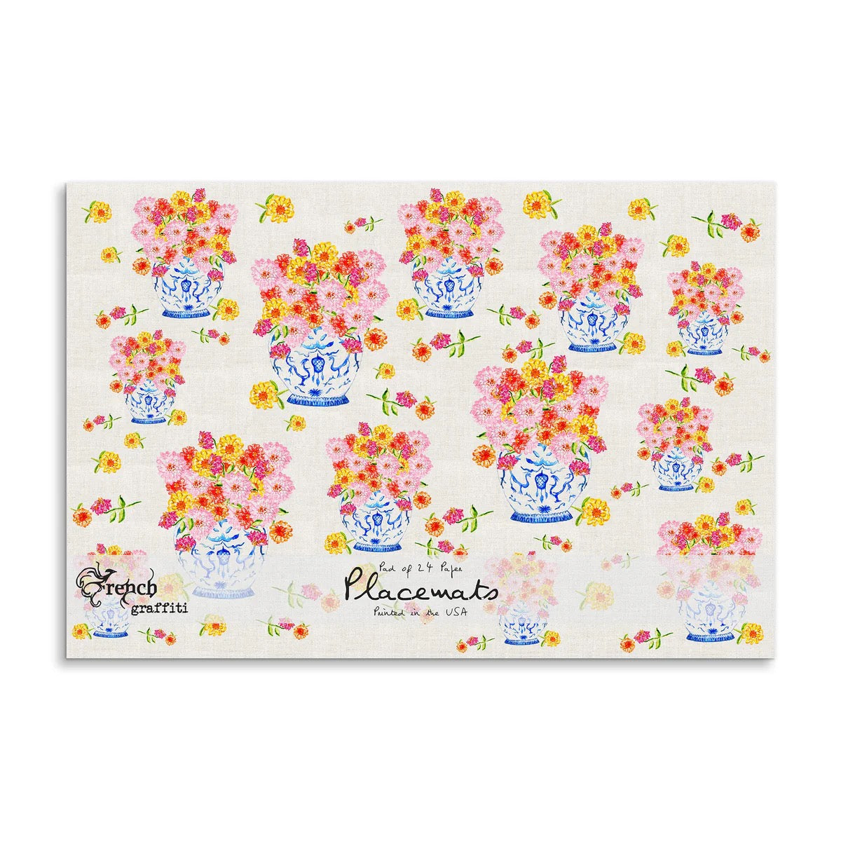 Ginger Jar with Zinnias Paper Placemat