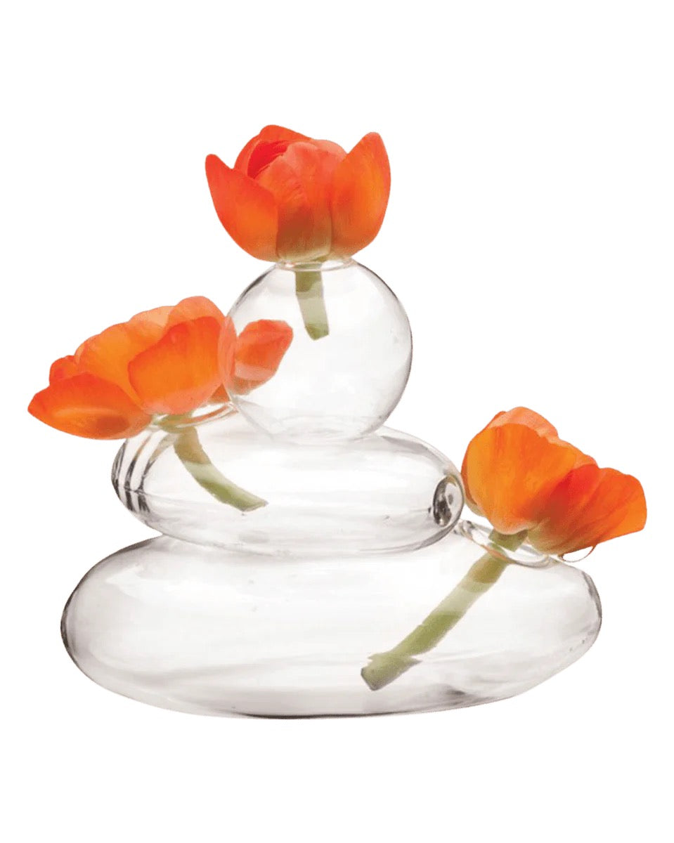 Rockpile Glass Modern Clear Flower Vase