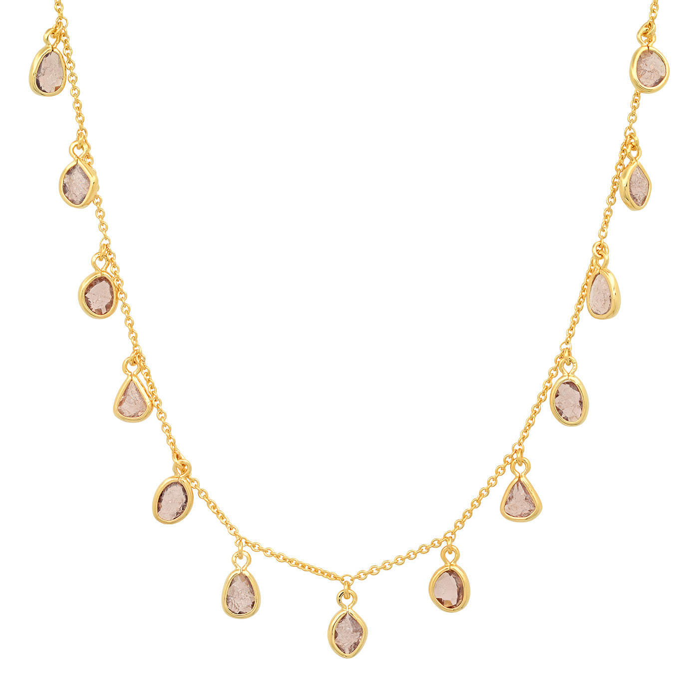 Gold Necklace with Mauve Colored Crystals