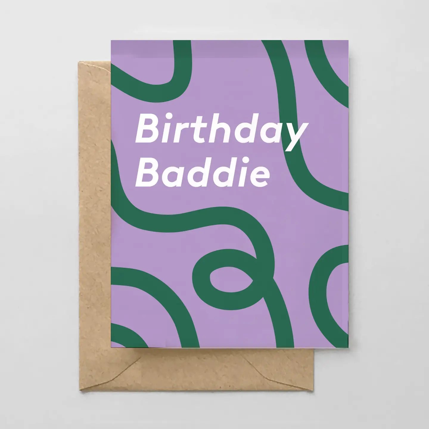 Birthday Baddie Purple & Green Swirls - Greeting Card