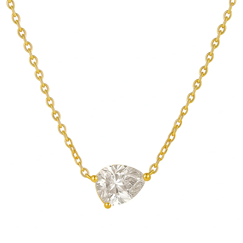 Ellie Vail- Lola Solitaire Sideways Pear Necklace